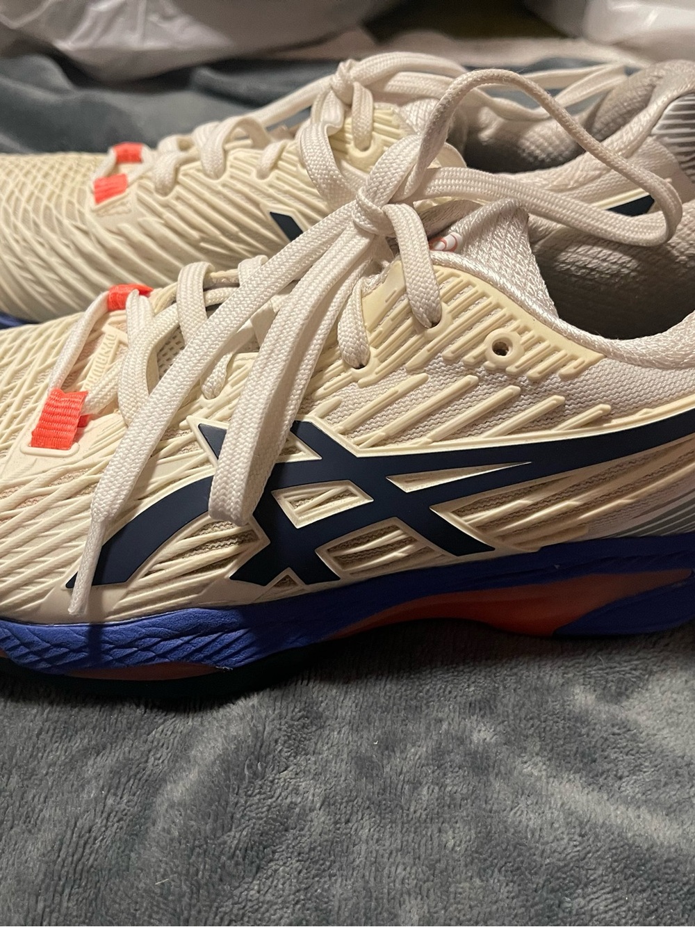 Asics Womens Solution Speed FF 2 Athletic Shoes White/Blue 1042A136 Sz 7.5